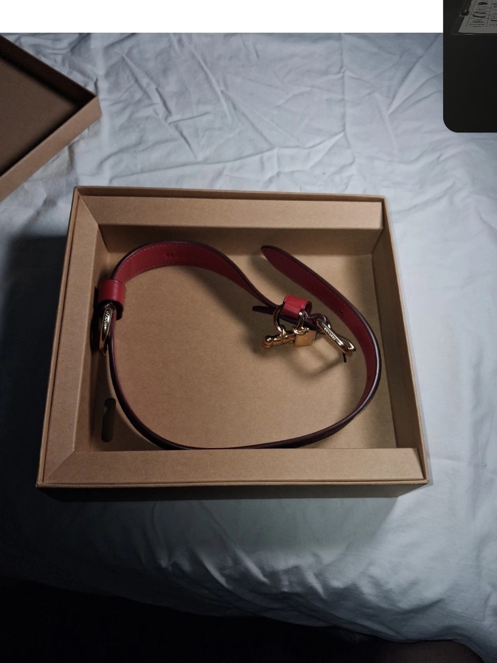 NWT Coach Boxed Large Pet Collar in Signature Canvas (Brown Black / Red Size L